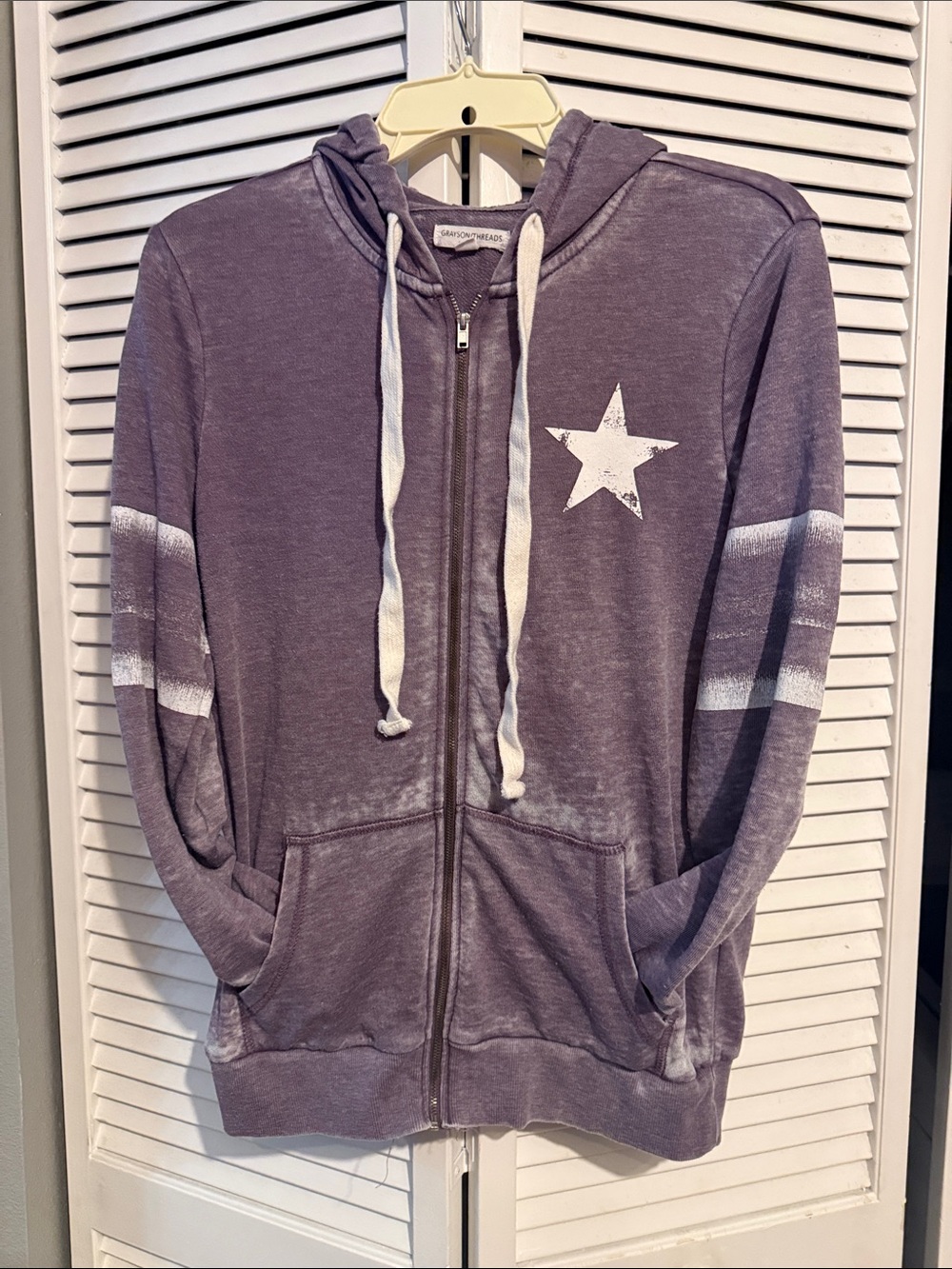Juniors Purple Zip-Up Hoodie with Star Graphic